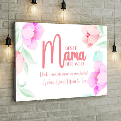 Personalized Custom Canvas Print World's best Mom 1
