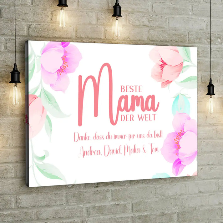 Personalized Custom Canvas Print World's best Mom 1