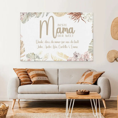 Personalized Custom Canvas Print World's best Mom 3