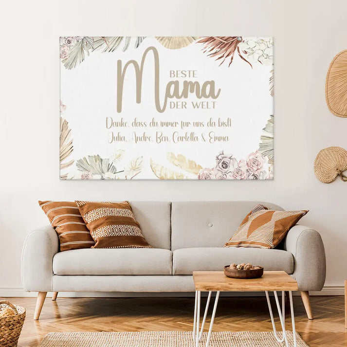 Personalized Custom Canvas Print World's best Mom 3
