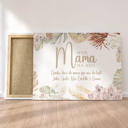 Personalized Custom Canvas Print World's best Mom 2