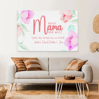Personalized Custom Canvas Print World's best Mom 3