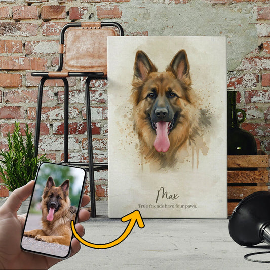 Pet Portrait Watercolor Style - Personalized Custom Canvas