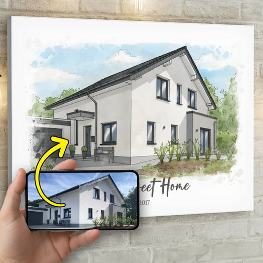 Personalized House Portrait Canvas – Turn Your Home into Art
