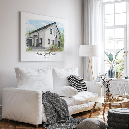 Personalized House Portrait Canvas – Turn Your Home into Art