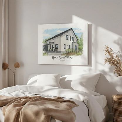 Personalized House Portrait Canvas – Turn Your Home into Art