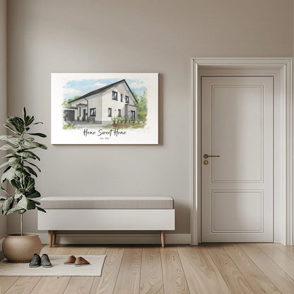 Personalized House Portrait Canvas – Turn Your Home into Art