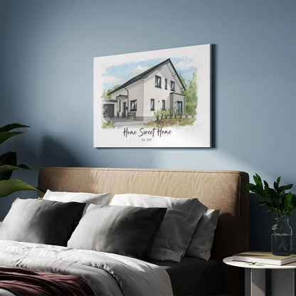 Personalized House Portrait Canvas – Turn Your Home into Art