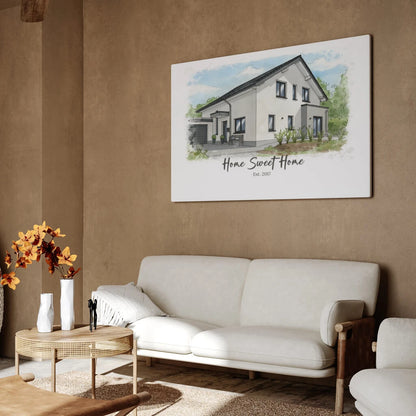 Personalized House Portrait Canvas – Turn Your Home into Art