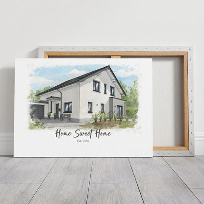Personalized House Portrait Canvas – Turn Your Home into Art