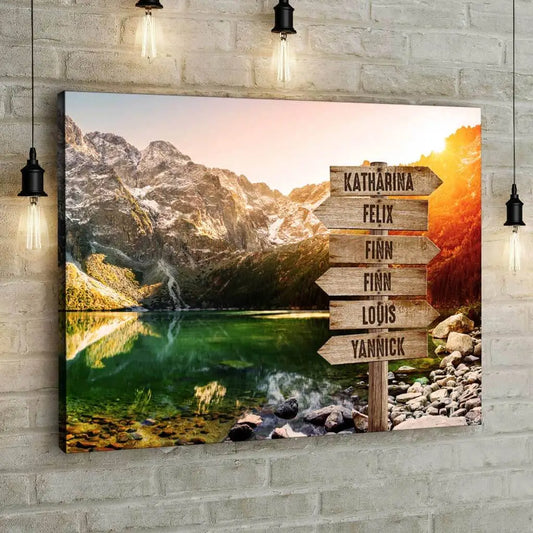 Personalized Custom Canvas Print ’Mountain Lake’ - 12" x  8"