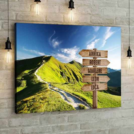 Personalized Custom Canvas Print ’Green Hills’ - 12" x  8"