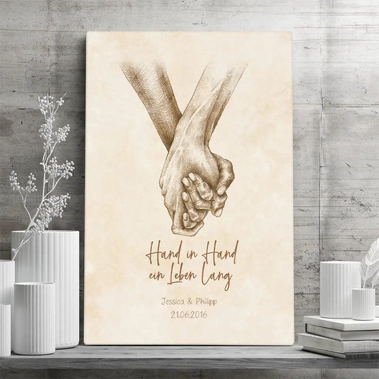 Personalized Custom Canvas Print ’Hand in Hand’ - 8" x 12"