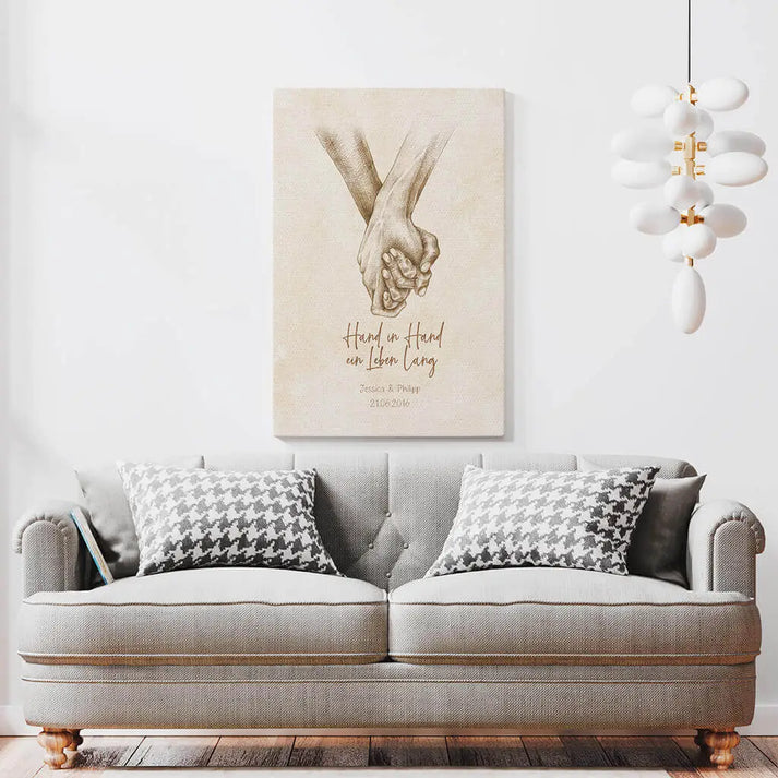Personalized Custom Canvas Print ’Hand in Hand’