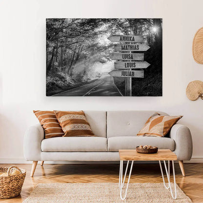 Personalized Custom Canvas Print ’Autumn Road - s/w’