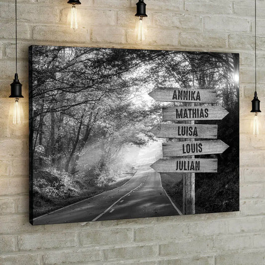 Personalized Custom Canvas Print ’Autumn Road - s/w’ 12" x  8"