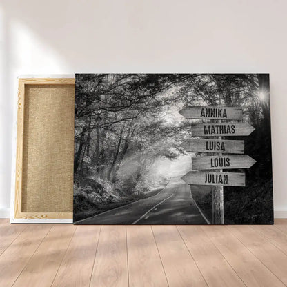 Personalized Custom Canvas Print ’Autumn Road - s/w’