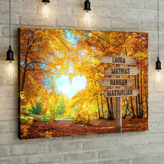 Personalized Custom Canvas Print ’Autumn Forrest’ - 12" x  8"