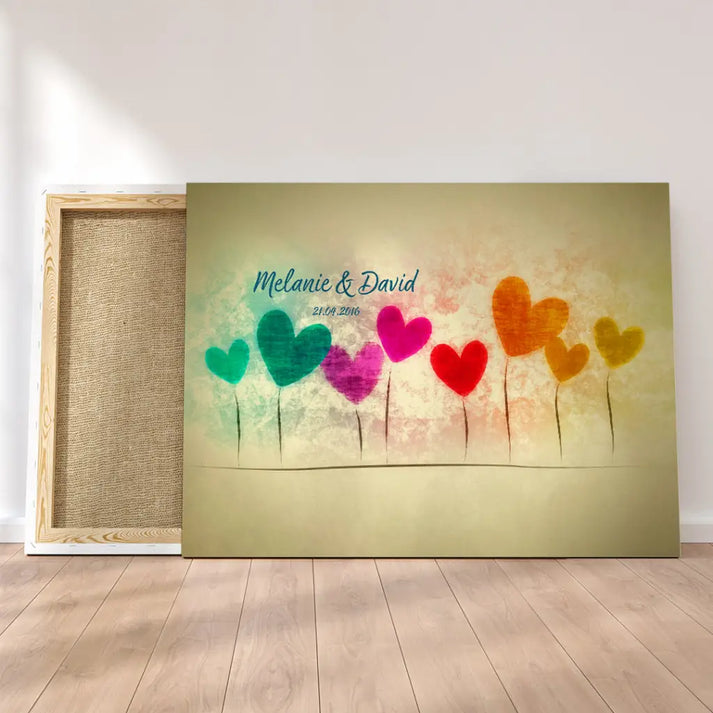 Personalized Custom Canvas Print Heart Ballons