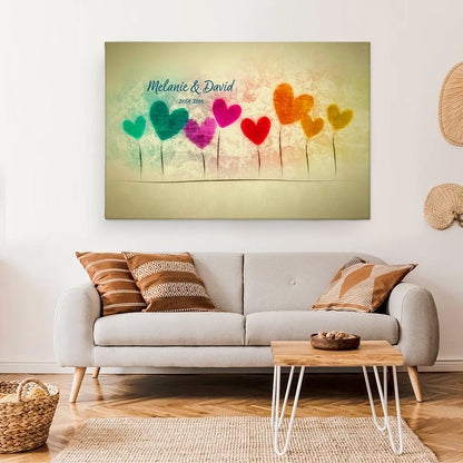 Personalized Custom Canvas Print Heart Ballons