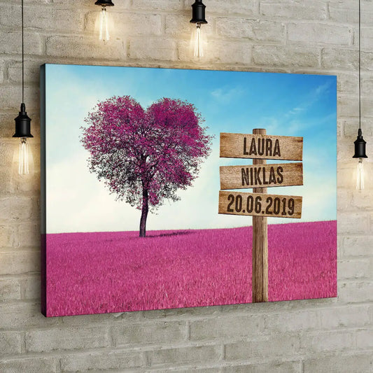 Personalized Custom Canvas Print ’Heart Tree’ - 12" x  8"