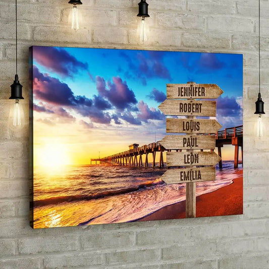 Personalized Custom Canvas Print ’Pier’ - 12" x  8"