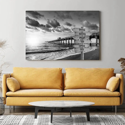 Personalized Custom Canvas Print ’Pier b/w’