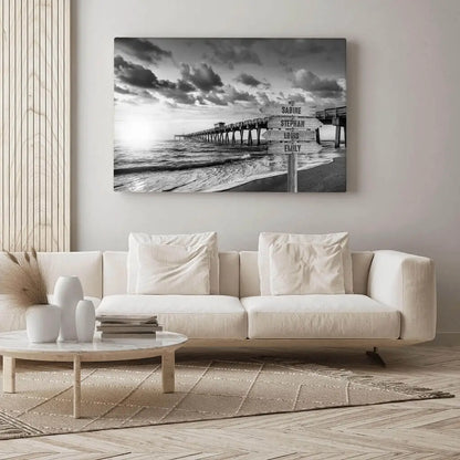 Personalized Custom Canvas Print ’Pier b/w’