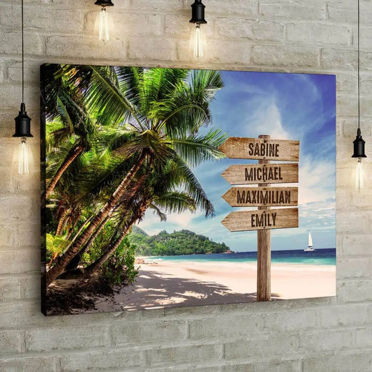 Personalized Custom Canvas Print ’Beach’ - 12" x  8"