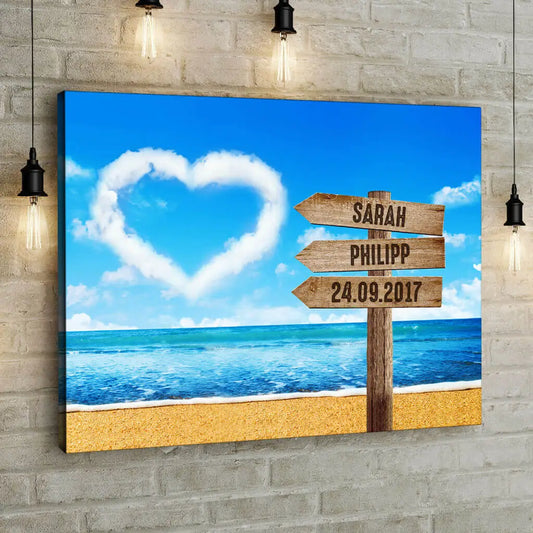 Personalized Custom Canvas Print ’Cloud Heart’ - 12" x  8"