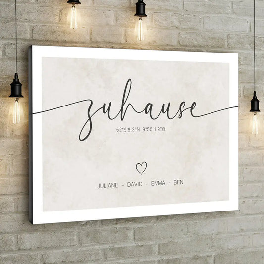 Personalized Custom Canvas Print ’Home’ - 12" x  8"