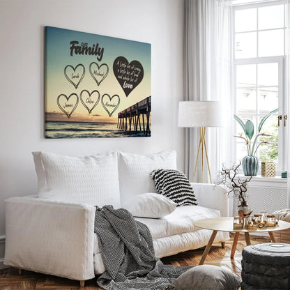 Family Hearts Pier - Personalized Custom Canvas