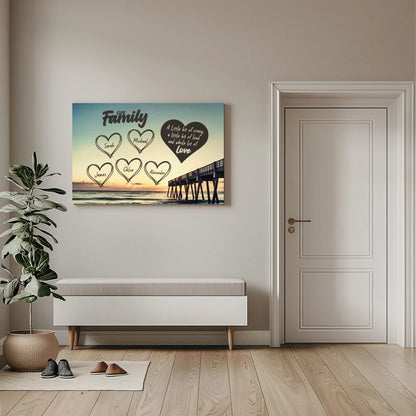 Family Hearts Pier - Personalized Custom Canvas