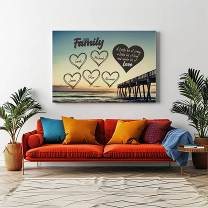 Family Hearts Pier - Personalized Custom Canvas