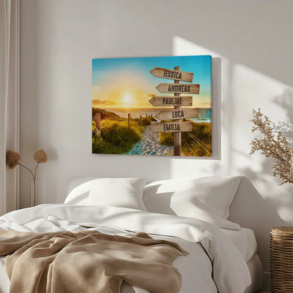 Beach Path - Signpost - Personalized Custom Canvas