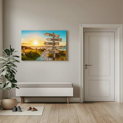 Beach Path - Signpost - Personalized Custom Canvas
