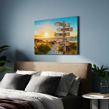 Beach Path - Signpost - Personalized Custom Canvas