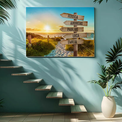 Beach Path - Signpost - Personalized Custom Canvas