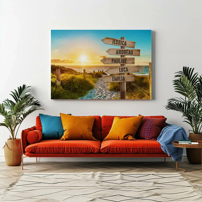 Beach Path - Signpost - Personalized Custom Canvas