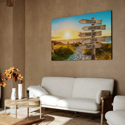 Beach Path - Signpost - Personalized Custom Canvas
