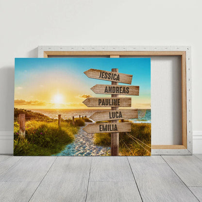 Beach Path - Signpost - Personalized Custom Canvas