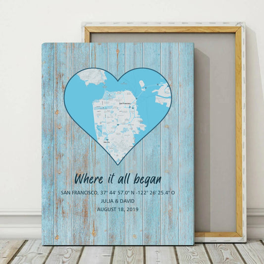 Heart Map - Personalized Custom Canvas
