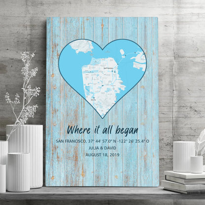 Heart Map - Personalized Custom Canvas