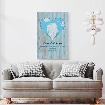 Heart Map - Personalized Custom Canvas