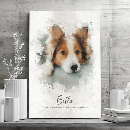 Pet Portrait Watercolor Style - Personalized Custom Canvas