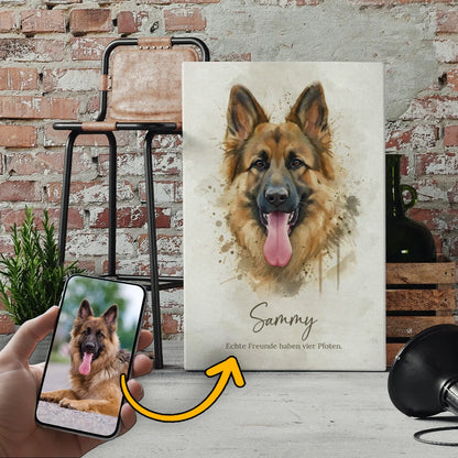 Pet Portrait Watercolor Style - Personalized Custom Canvas