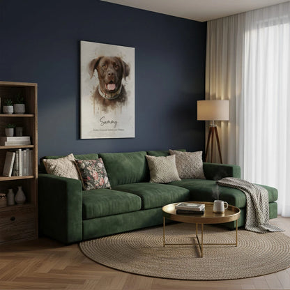 Pet Portrait Watercolor Style - Personalized Custom Canvas